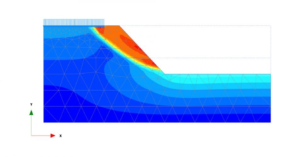 Finite element slope stability analysis output